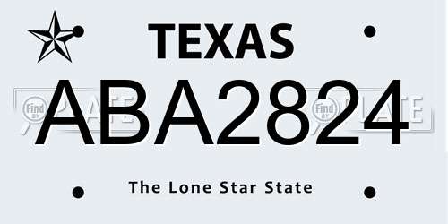 ABA2824 Texas License Plate