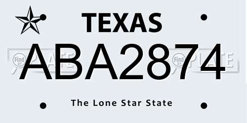 ABA2874 Texas License Plate