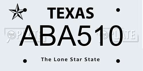 ABA510 Texas License Plate