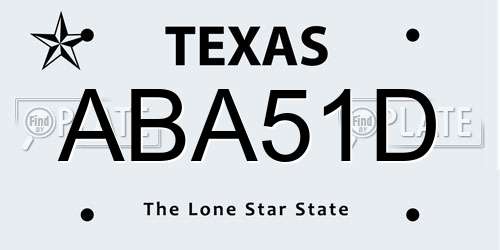ABA51D Texas License Plate