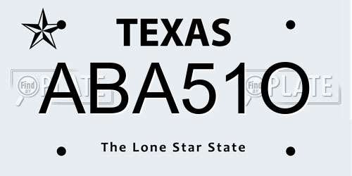ABA51O Texas License Plate