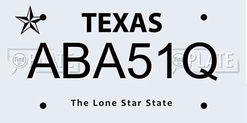 ABA51Q Texas License Plate
