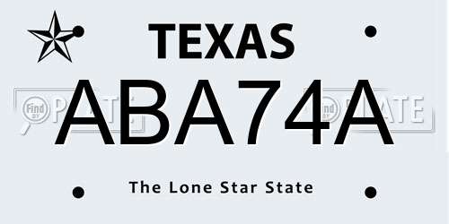 ABA74A Texas License Plate
