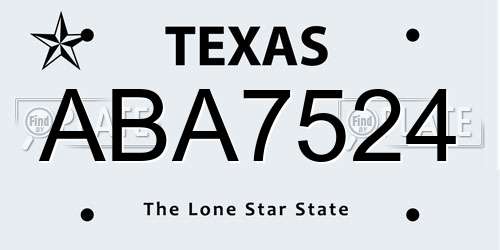 ABA7524 Texas License Plate