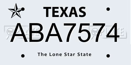 ABA7574 Texas License Plate