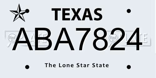 ABA7824 Texas License Plate