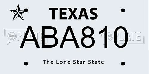 ABA810 Texas License Plate