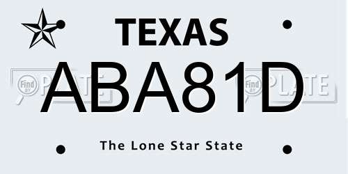 ABA81D Texas License Plate
