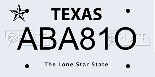 ABA81O Texas License Plate