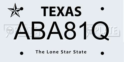 ABA81Q Texas License Plate