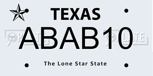 ABAB10 Texas License Plate