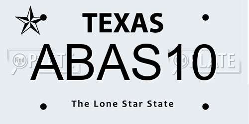 ABAS10 Texas License Plate