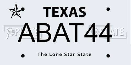 ABAT44 Texas License Plate