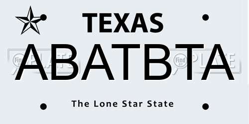 ABATBTA Texas License Plate