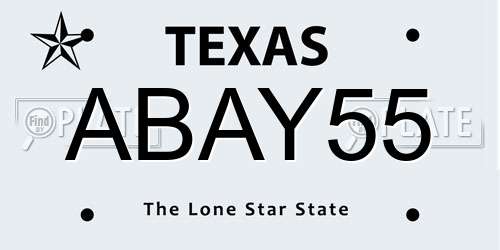 ABAY55 Texas License Plate