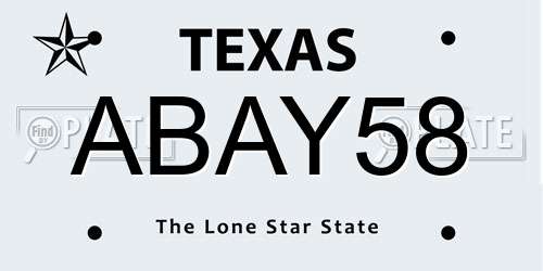 ABAY58 Texas License Plate