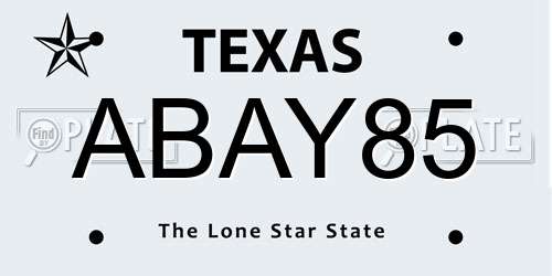 ABAY85 Texas License Plate