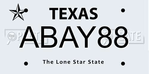 ABAY88 Texas License Plate