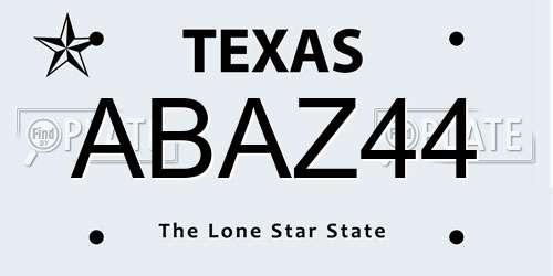 ABAZ44 Texas License Plate