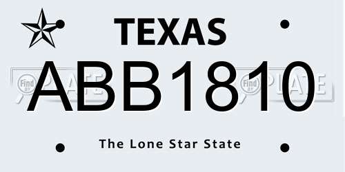 ABB1810 Texas License Plate