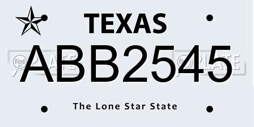 ABB2545 Texas License Plate