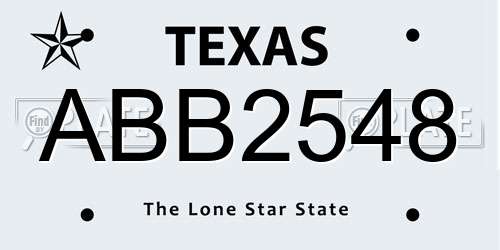 ABB2548 Texas License Plate