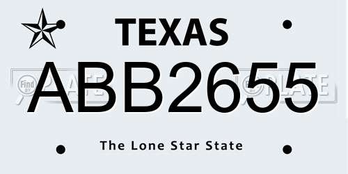 ABB2655 Texas License Plate