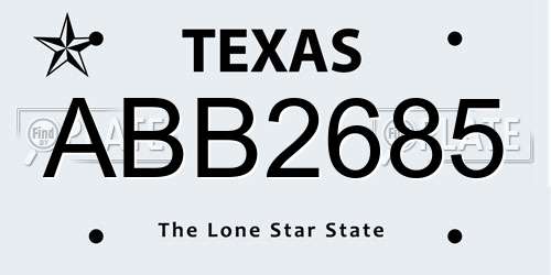 ABB2685 Texas License Plate