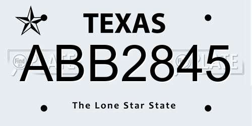 ABB2845 Texas License Plate