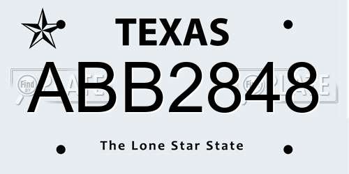 ABB2848 Texas License Plate