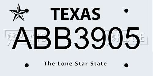 ABB3905 Texas License Plate