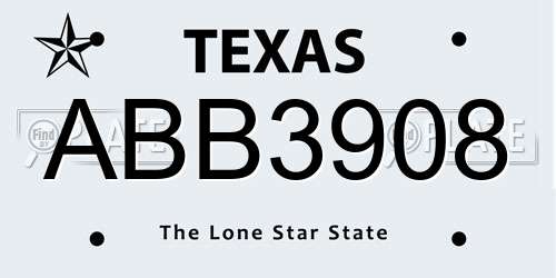 ABB3908 Texas License Plate