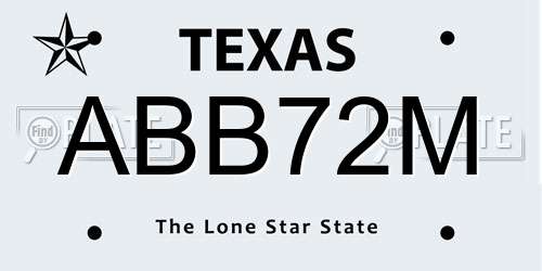 ABB72M Texas License Plate