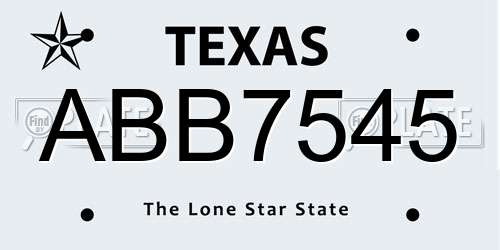 ABB7545 Texas License Plate