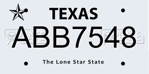 ABB7548 Texas License Plate