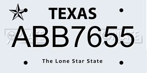 ABB7655 Texas License Plate