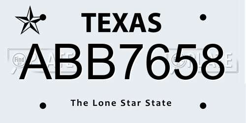 ABB7658 Texas License Plate