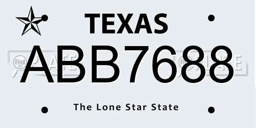 ABB7688 Texas License Plate