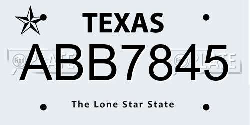 ABB7845 Texas License Plate