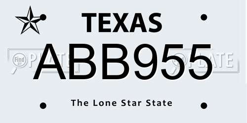 ABB955 Texas License Plate