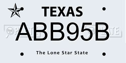 ABB95B Texas License Plate
