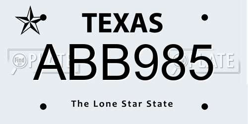 ABB985 Texas License Plate