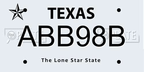 ABB98B Texas License Plate