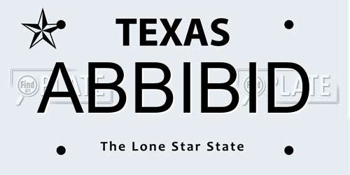 ABBIBID Texas License Plate