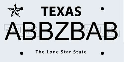 ABBZBAB Texas License Plate