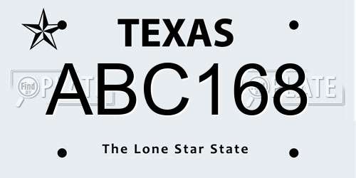 ABC168 Texas License Plate