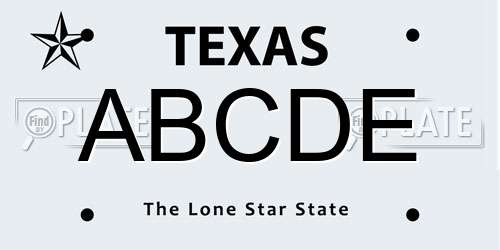ABCDE Texas License Plate