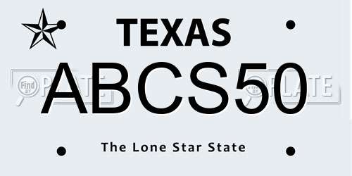 ABCS50 Texas License Plate