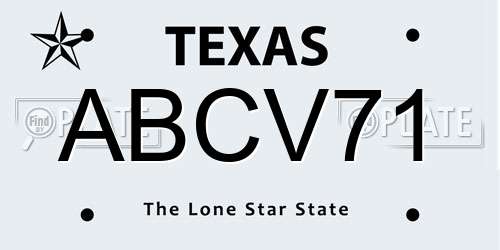 ABCV71 Texas License Plate