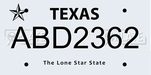 ABD2362 Texas License Plate